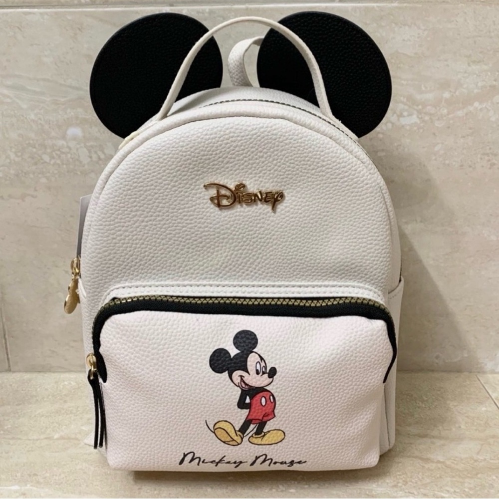 Disney White & Black Mickey Mouse Ear Backpack